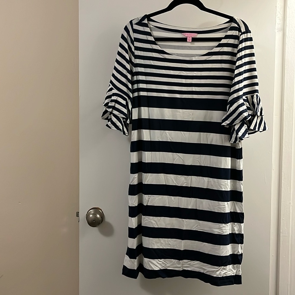 Lilly Pulitzer Navy and White Striped Dress Size XL